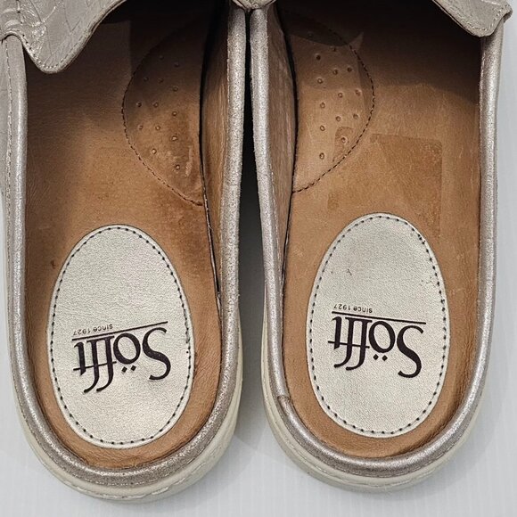 Sofft Somers Moc Mule Sneaker Womens 11 Metallic Taupe Leather Slip On Croc - Picture 10 of 15
